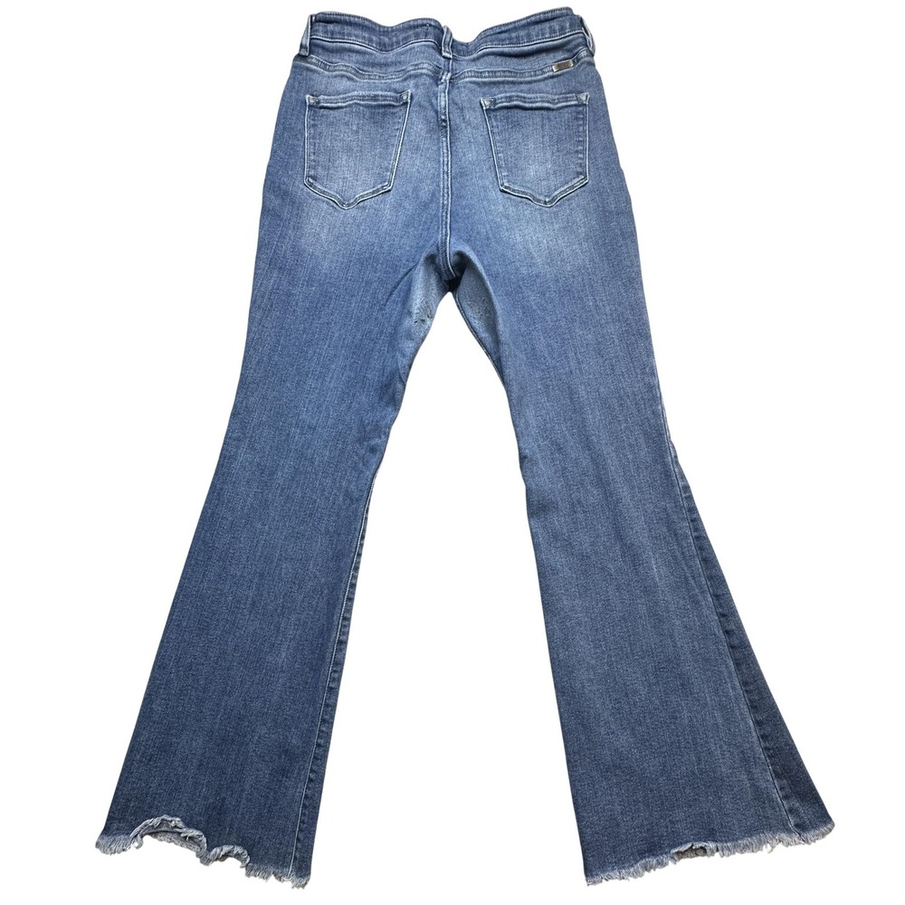 KanCan Medium Blue Flare Jeans with Raw Hem
